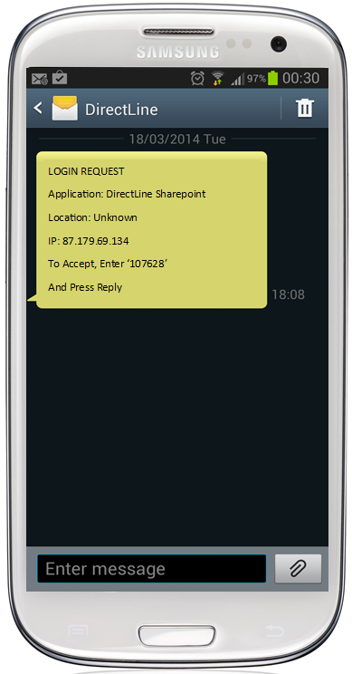 SMS Push Notification for Out of Band Authentication (OOBA)
